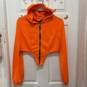 Fashion Nova Orange Cropped Hoodie Sweater
